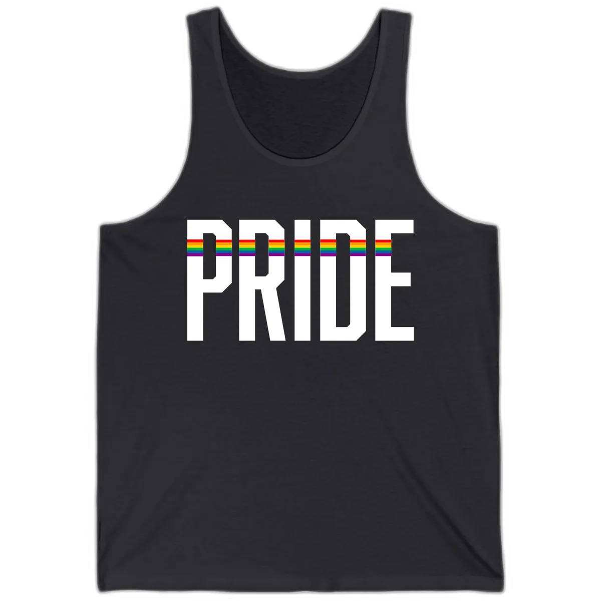 Pride Rainbow Stripes Tank in Dark Grey