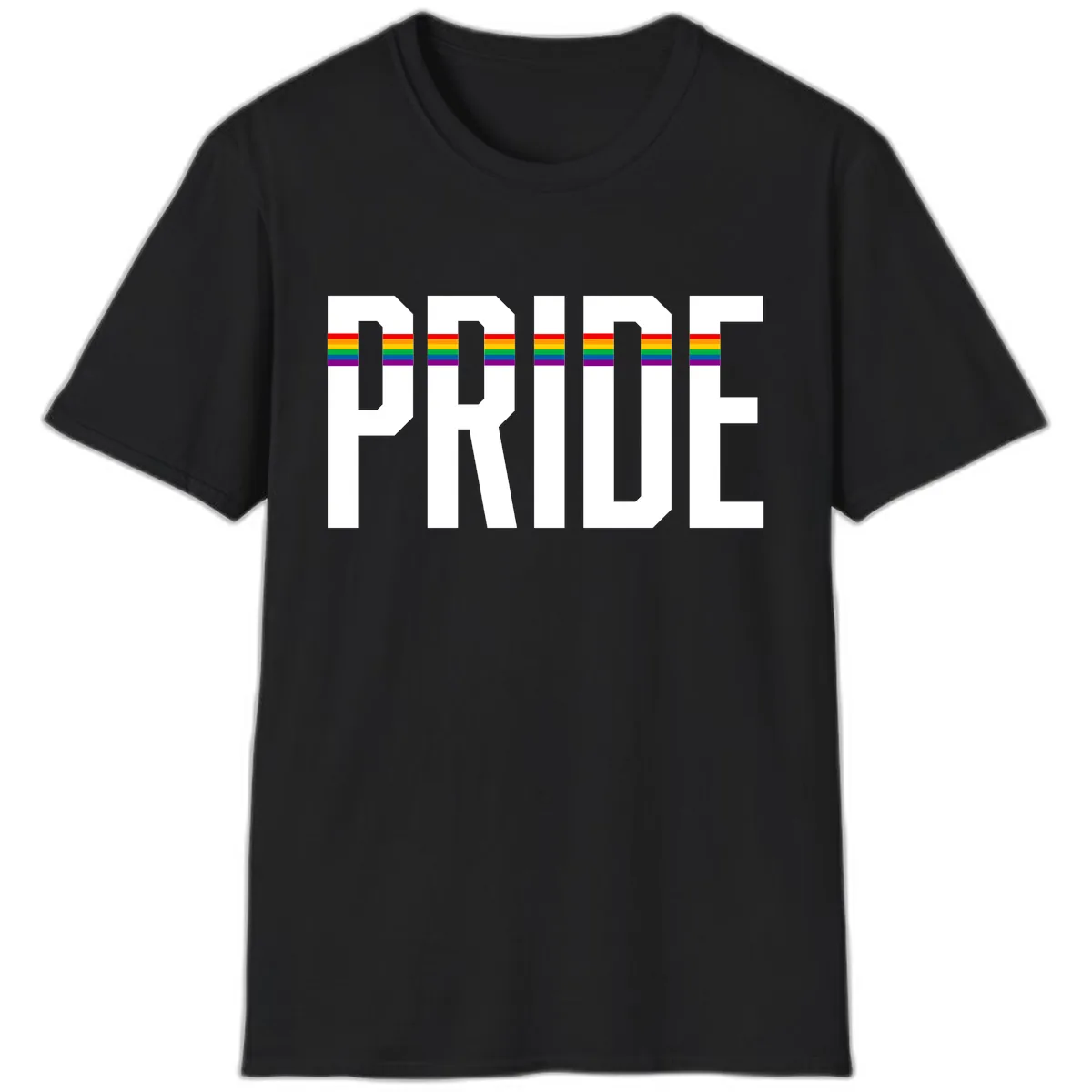 Pride Rainbow Stripes T-Shirt in Black