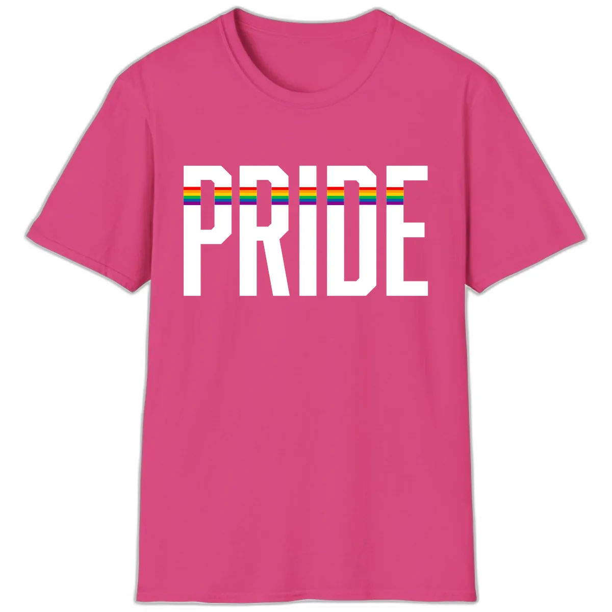 Pride Rainbow Stripes T-Shirt in Heliconia