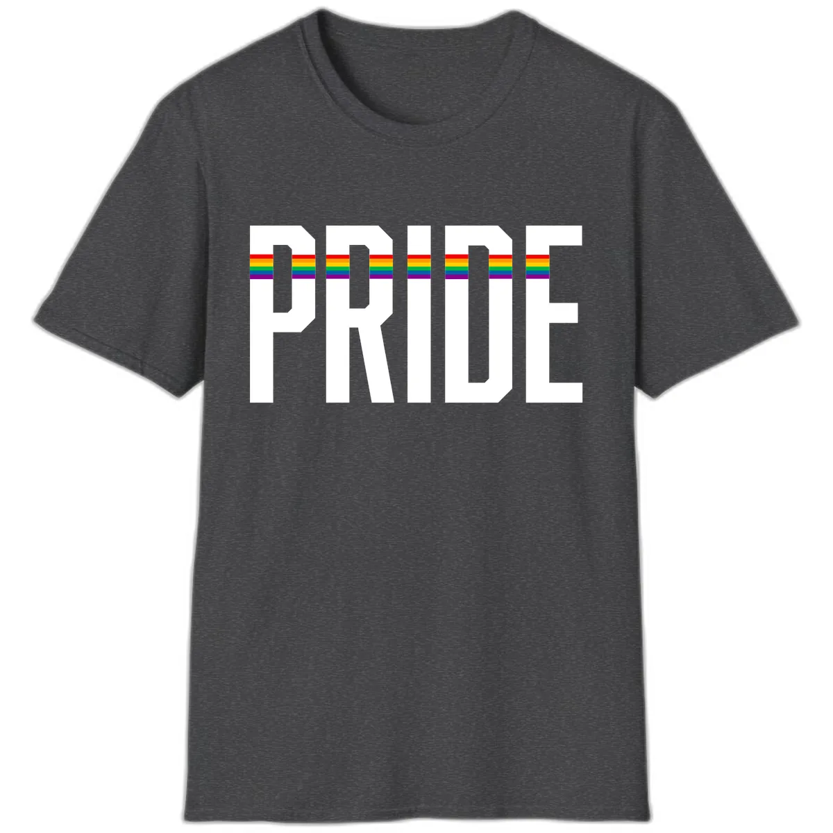 Pride Rainbow Stripes T-Shirt in Dark Heather