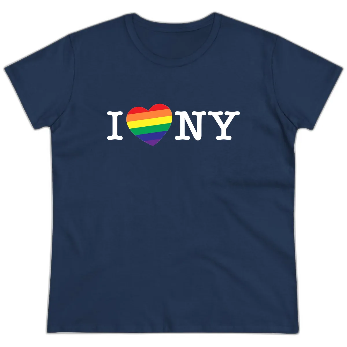 I Love New York Pride Ladies Tee in Navy