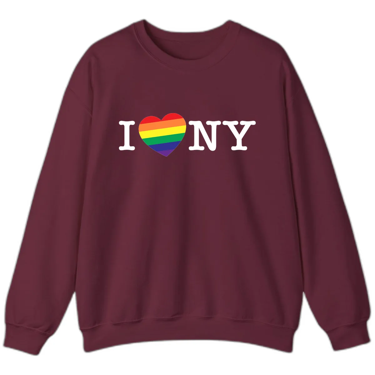 I Love New York Pride Sweatshirt in Maroon