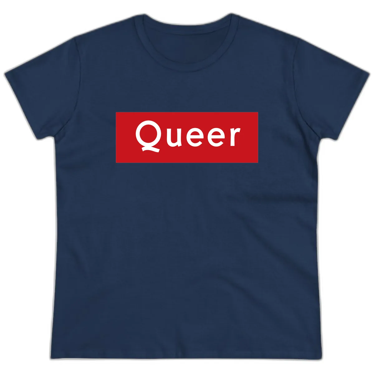 Queer Pride Statement Ladies Tee in Navy