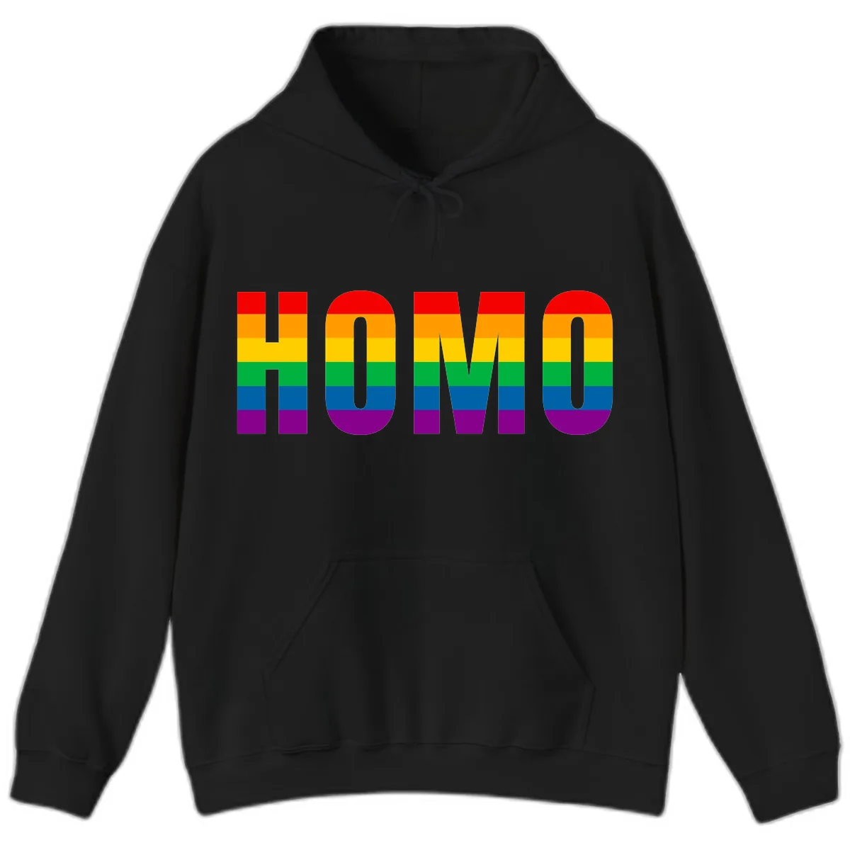 Rainbow Pride Numbers Design Hoodie in Black