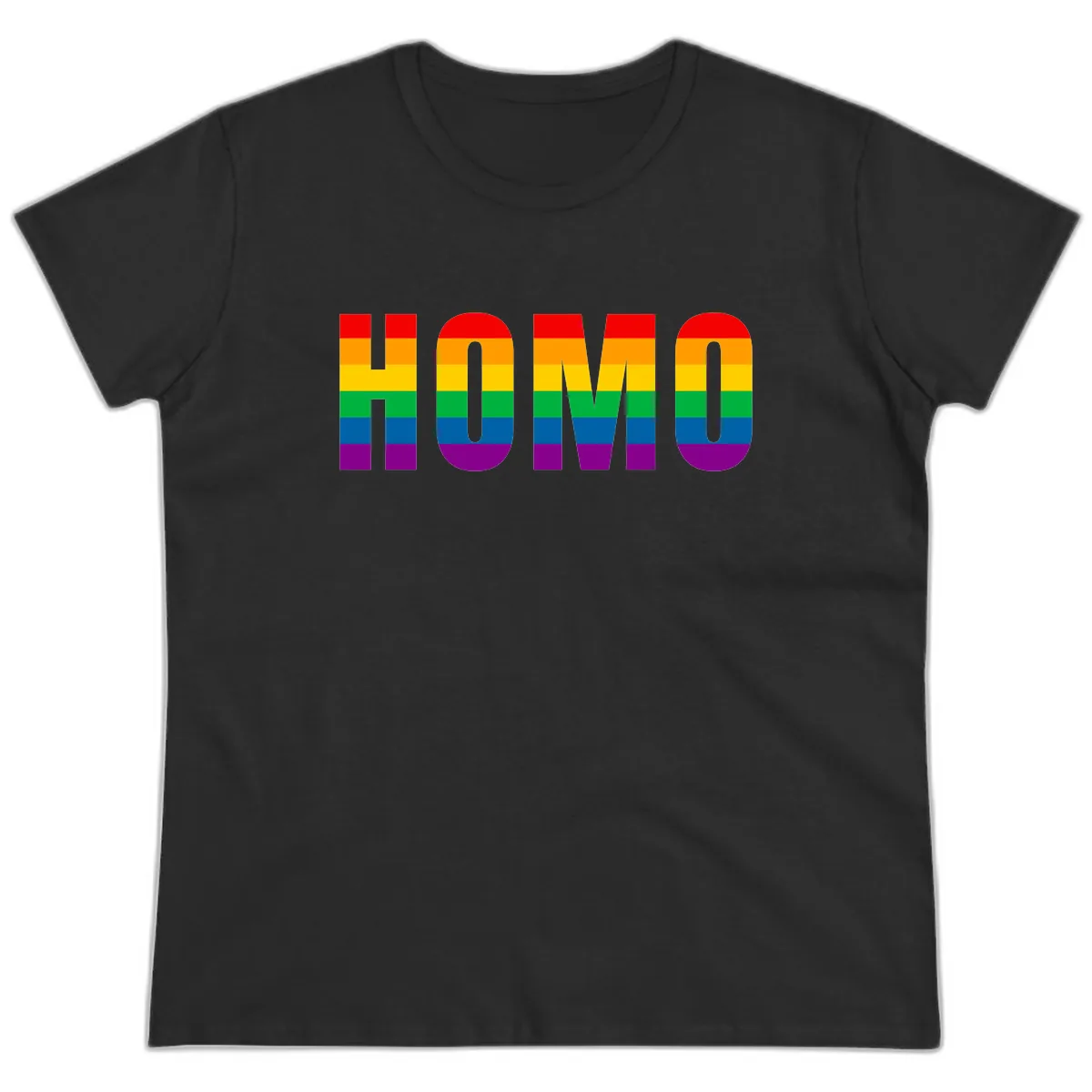 Rainbow Pride Numbers Design Ladies Tee in Black