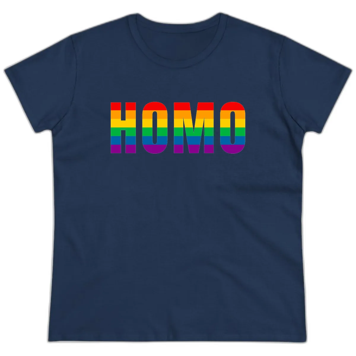 Rainbow Pride Numbers Design Ladies Tee in Navy