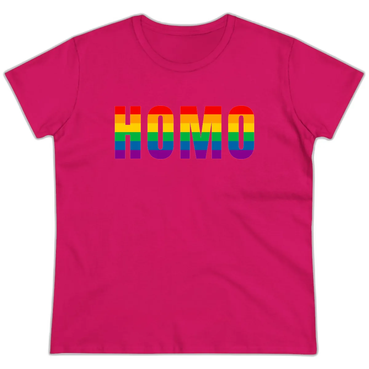 Rainbow Pride Numbers Design Ladies Tee in Heliconia