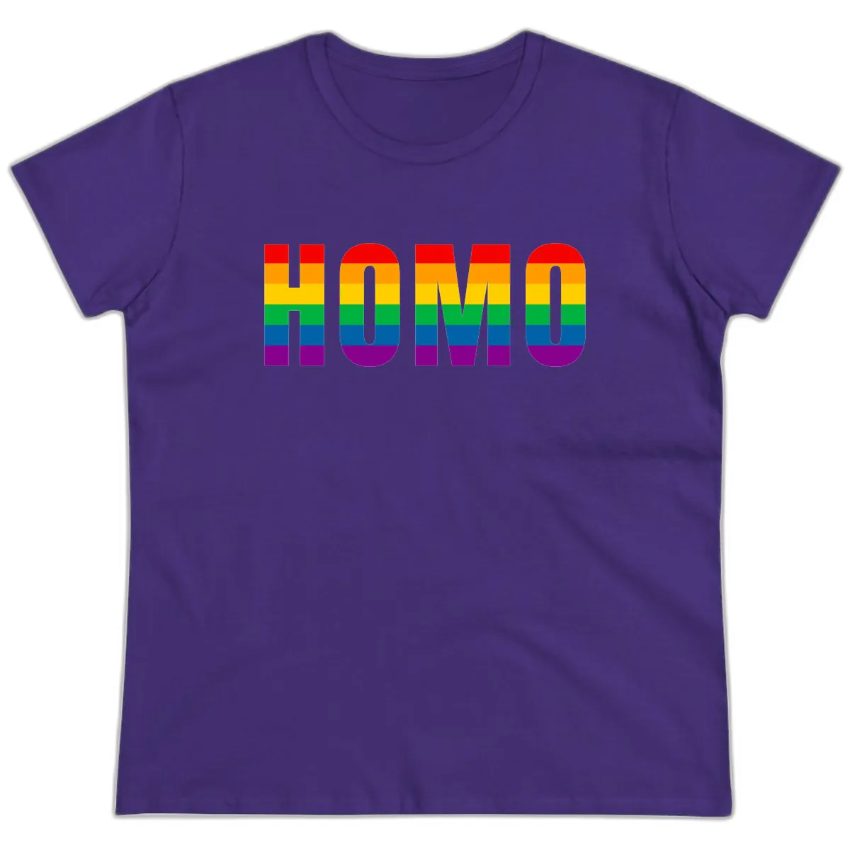 Rainbow Pride Numbers Design Ladies Tee in Purple