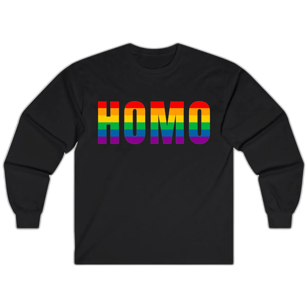 Rainbow Pride Numbers Design Long Sleeve in Black