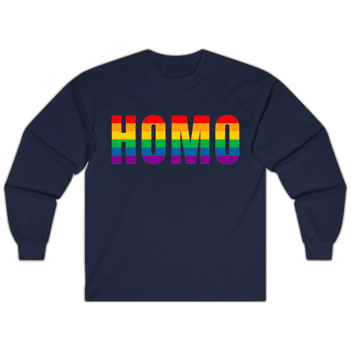 Rainbow Pride Numbers Design Long Sleeve in Navy