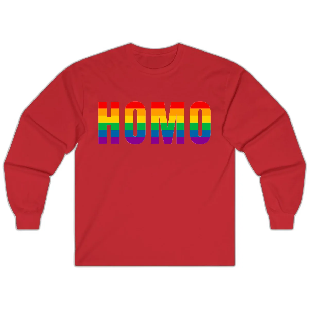 Rainbow Pride Numbers Design Long Sleeve in Red