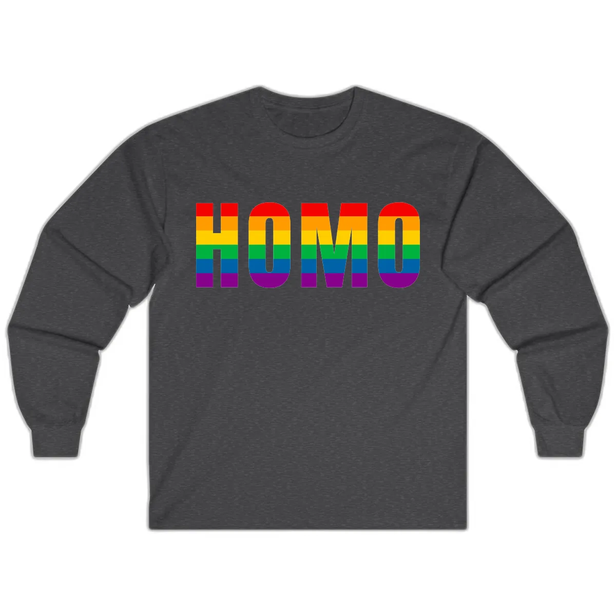 Rainbow Pride Numbers Design Long Sleeve in Dark Heather