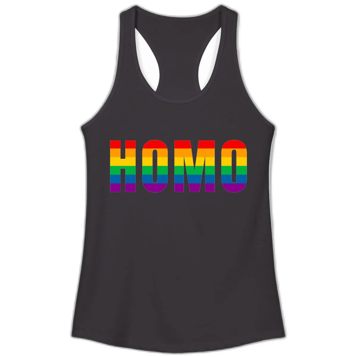 Rainbow Pride Numbers Design Ladies Tank in Black