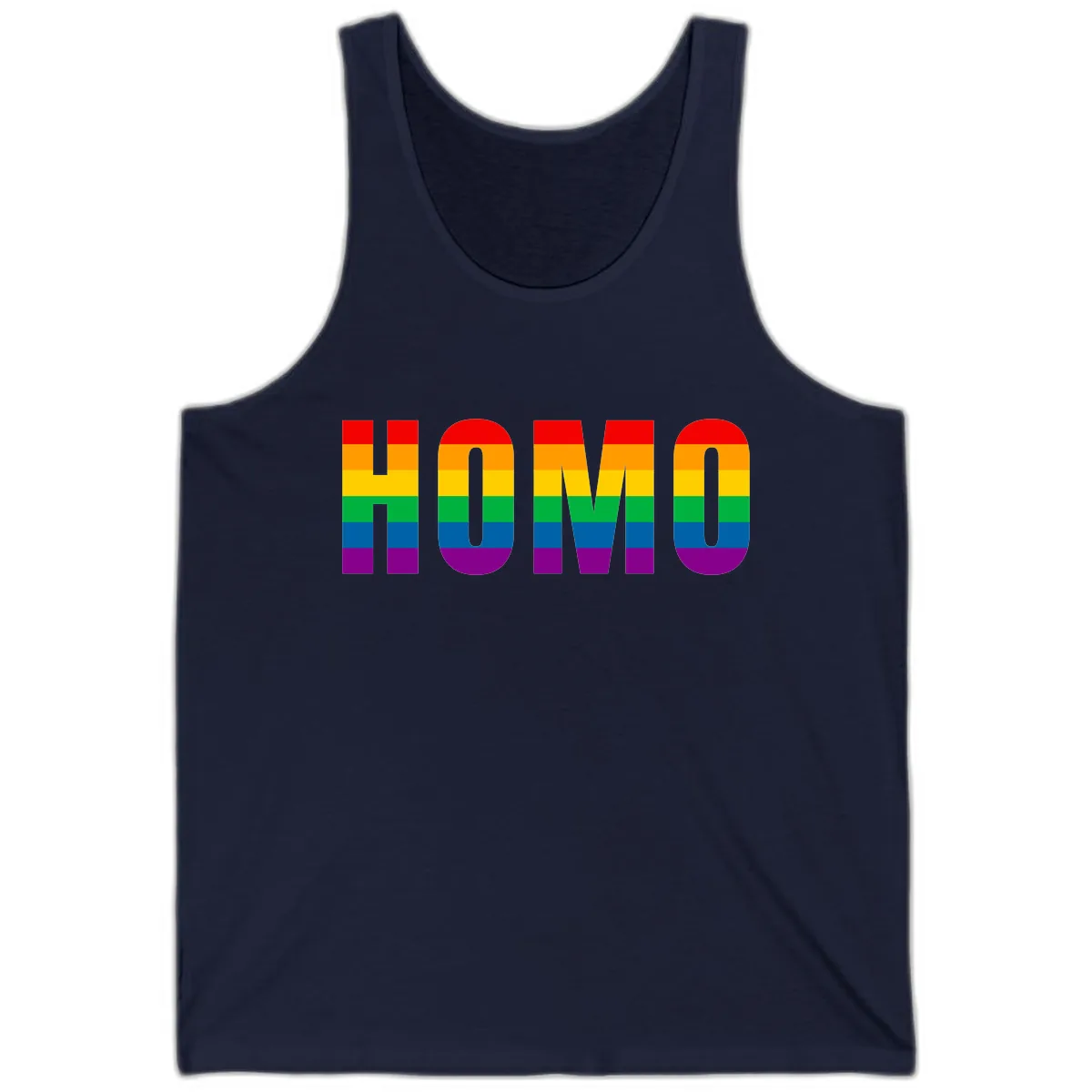 Rainbow Pride Numbers Design Tank in Navy