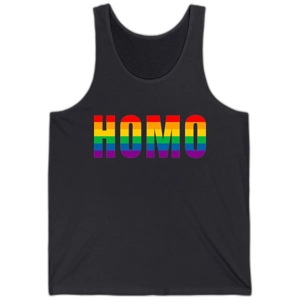 Rainbow Pride Numbers Design Tank in Dark Grey