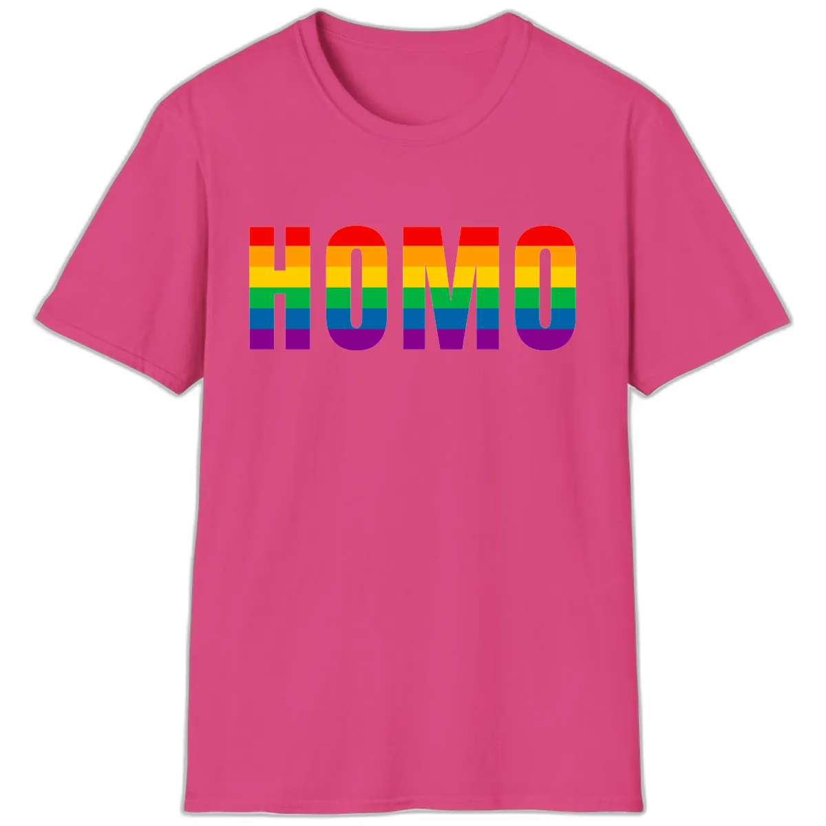 Rainbow Pride Numbers Design T-Shirt in Heliconia