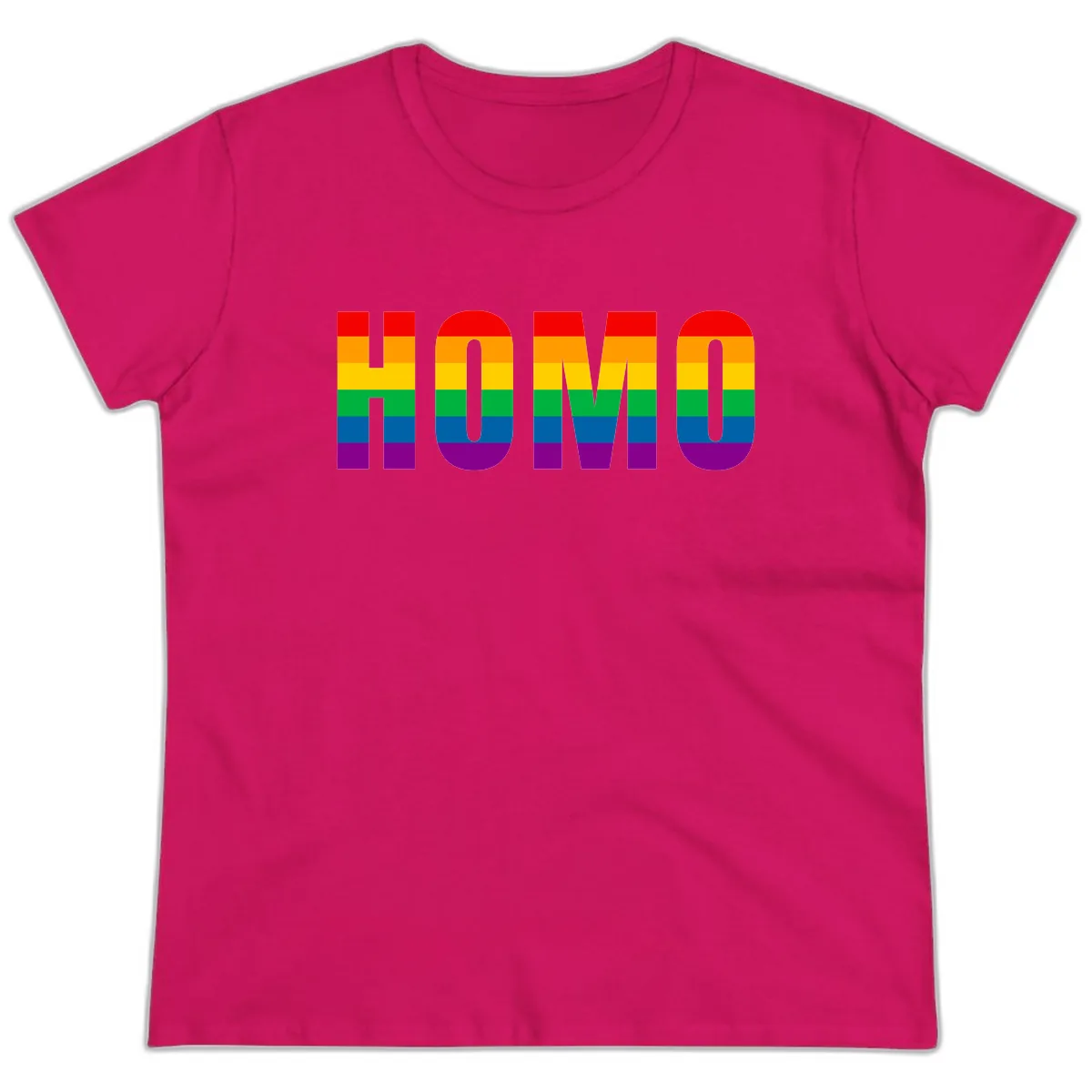 Love Is Love Rainbow Pride Ladies Tee in Heliconia