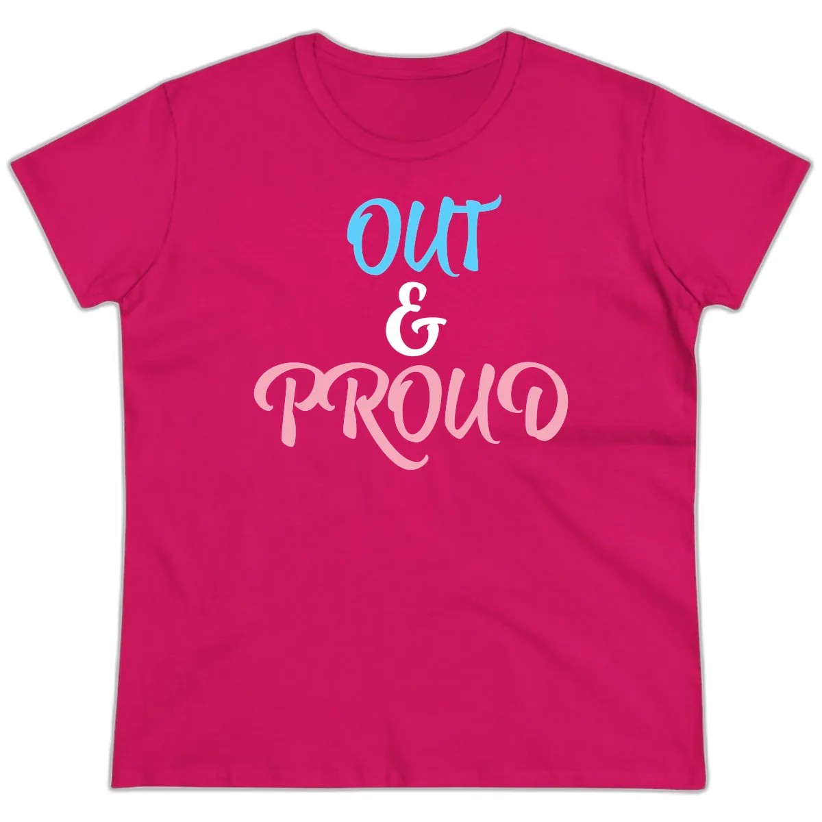 Out & Proud Ladies Tee in Heliconia