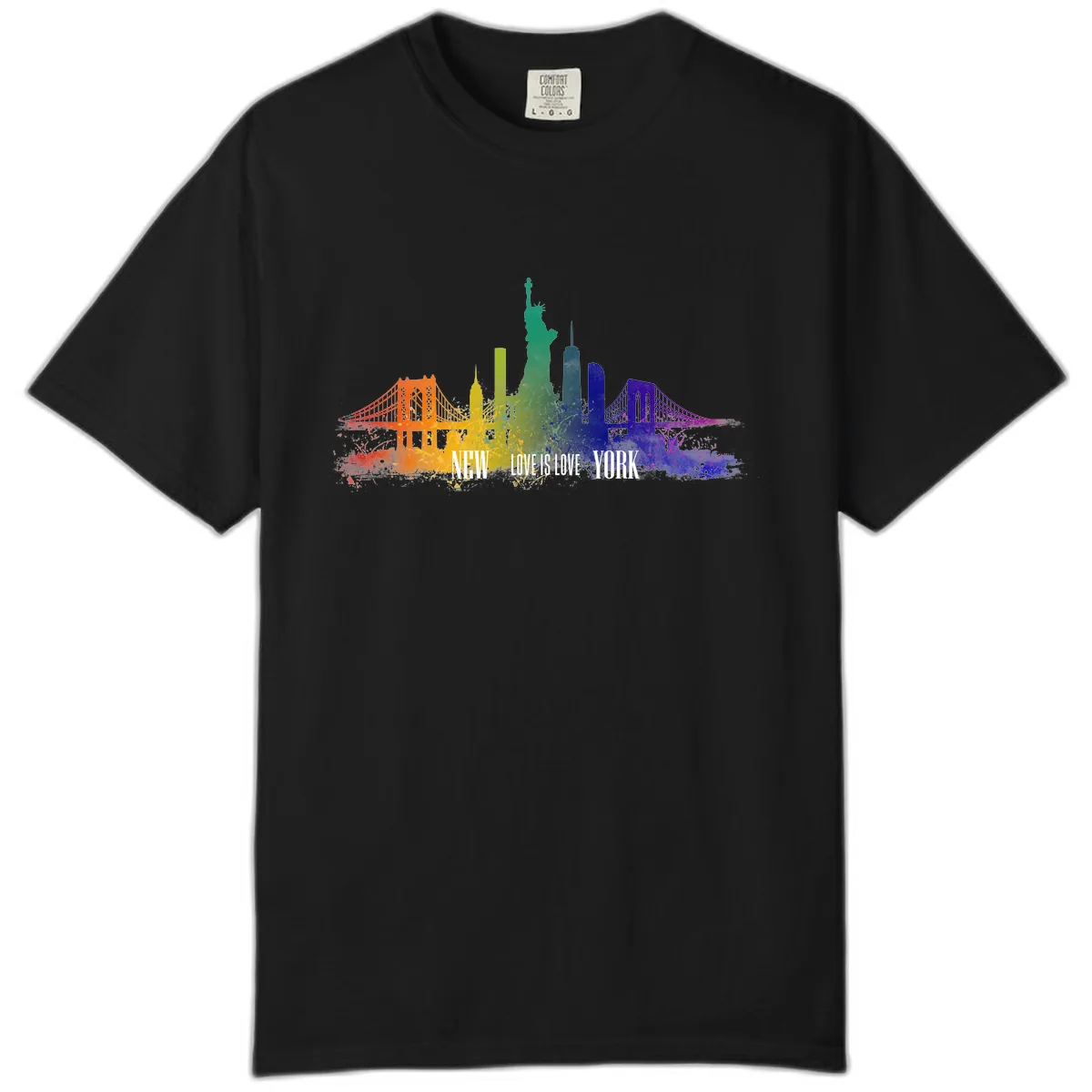 New York Love Is Love Pride Skyline Comfort Color in Black
