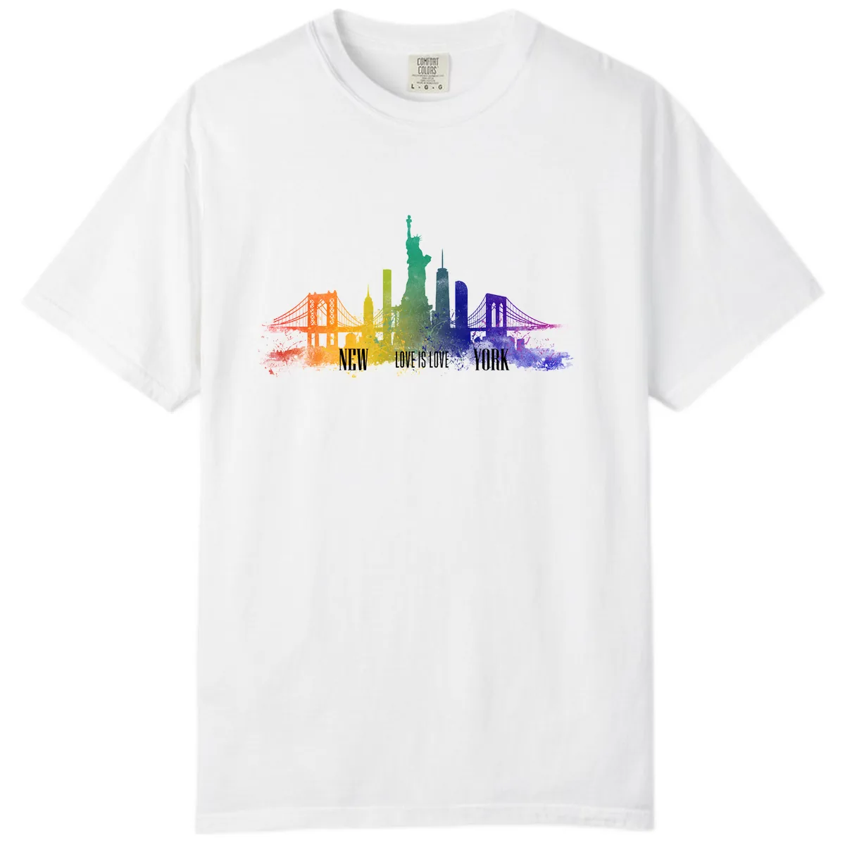 New York Love Is Love Pride Skyline Comfort Color in White