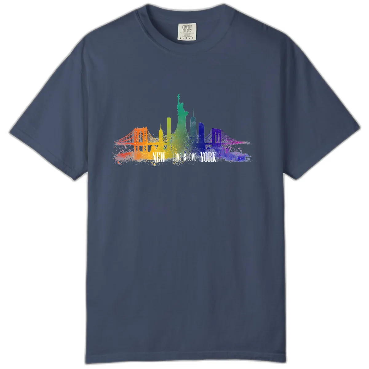 New York Love Is Love Pride Skyline Comfort Color in Midnight