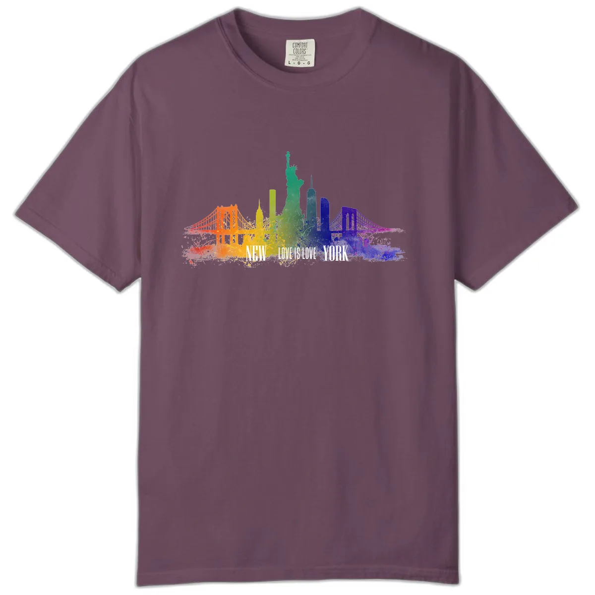 New York Love Is Love Pride Skyline Comfort Color in Berry