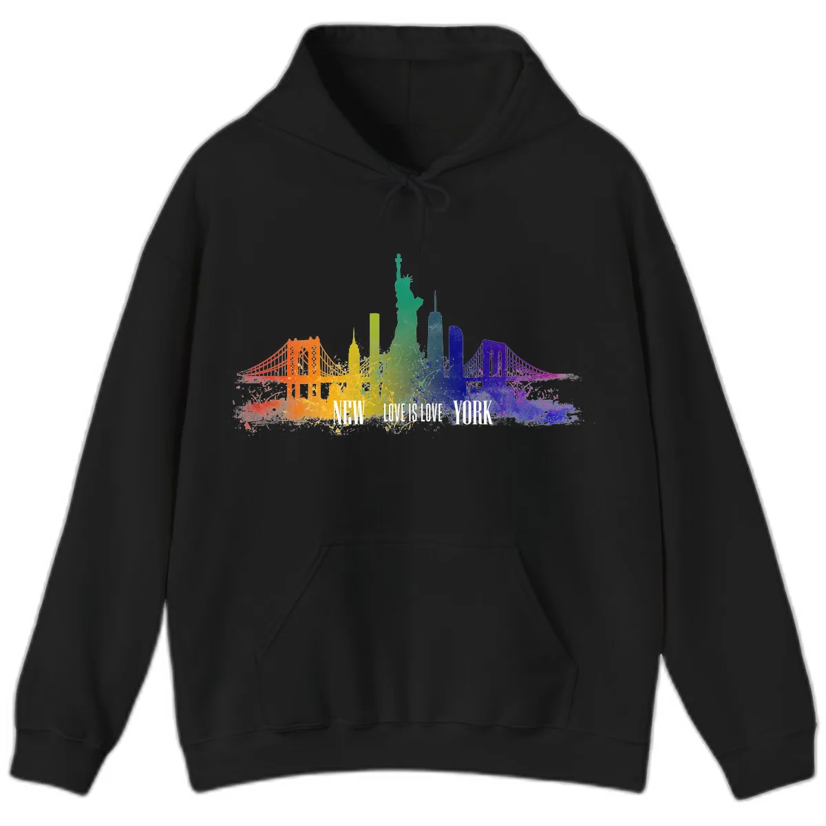 New York Love Is Love Pride Skyline Hoodie in Black