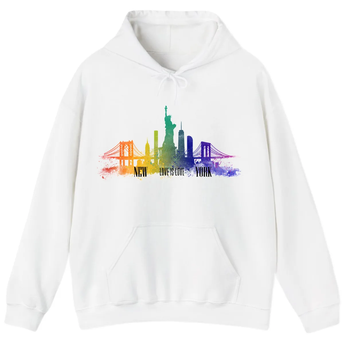 New York Love Is Love Pride Skyline Hoodie in White