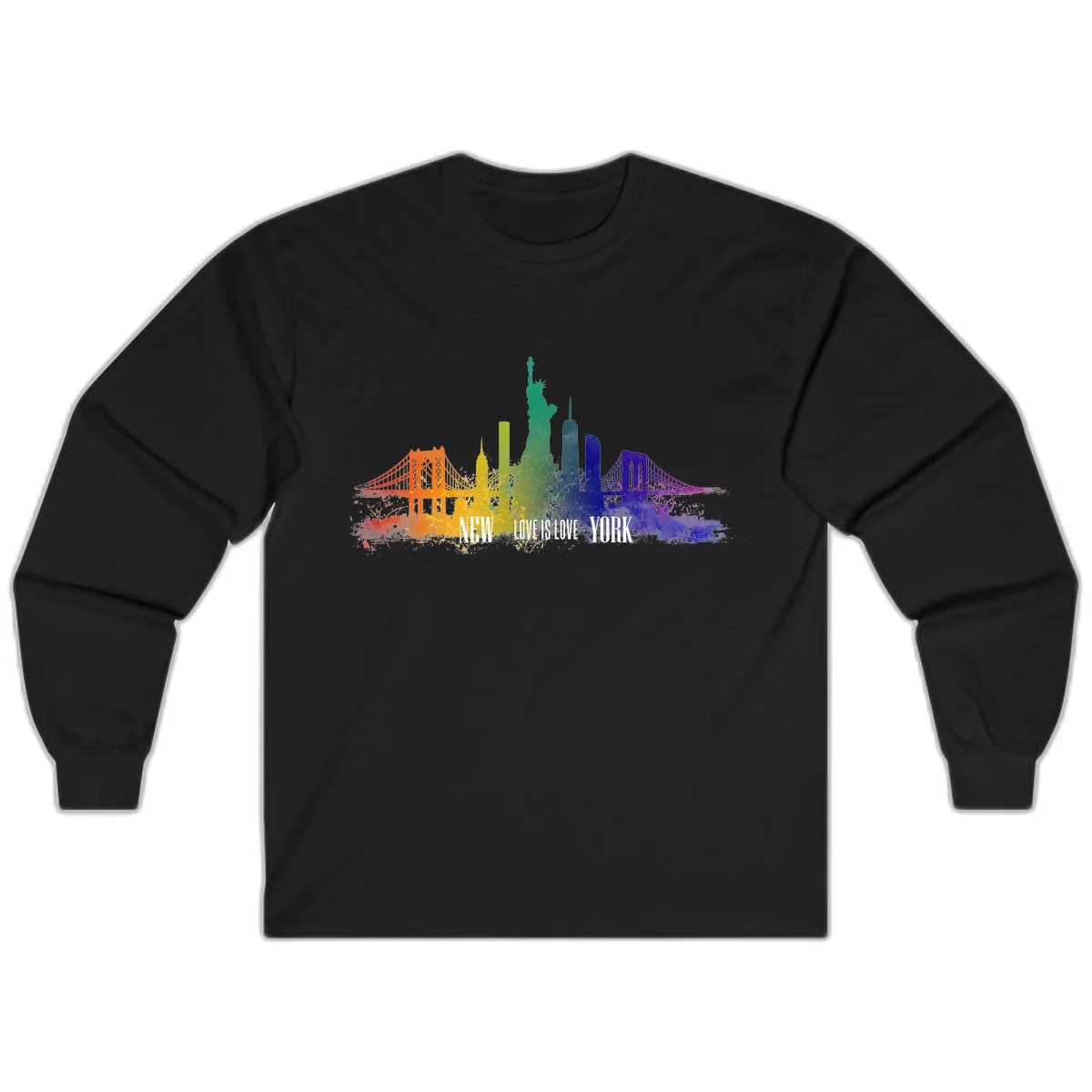 New York Love Is Love Pride Skyline Long Sleeve in Black