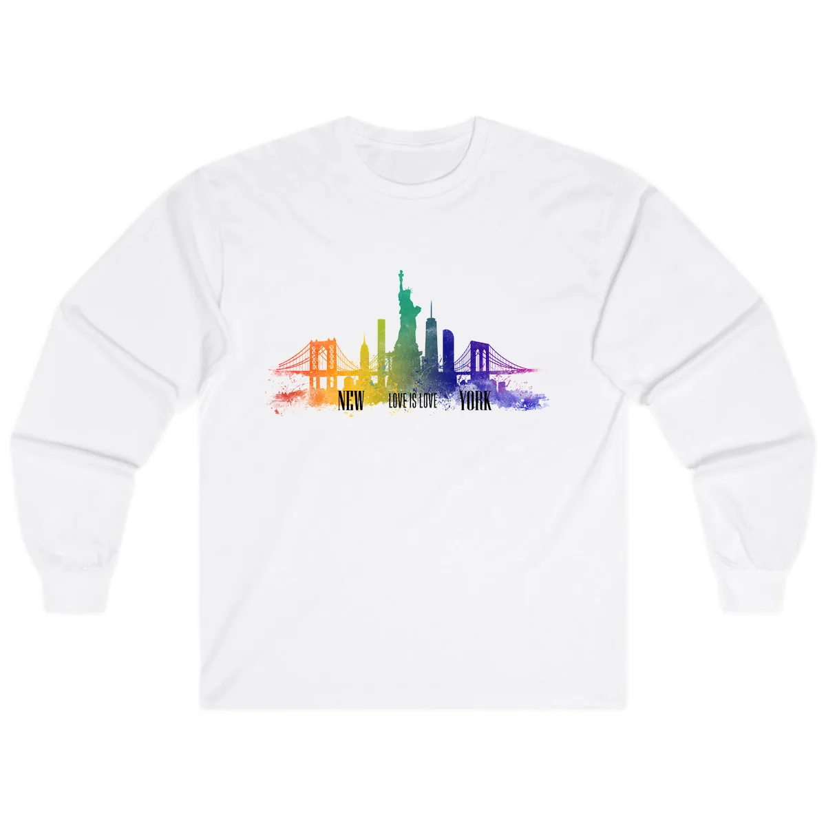 New York Love Is Love Pride Skyline Long Sleeve in White