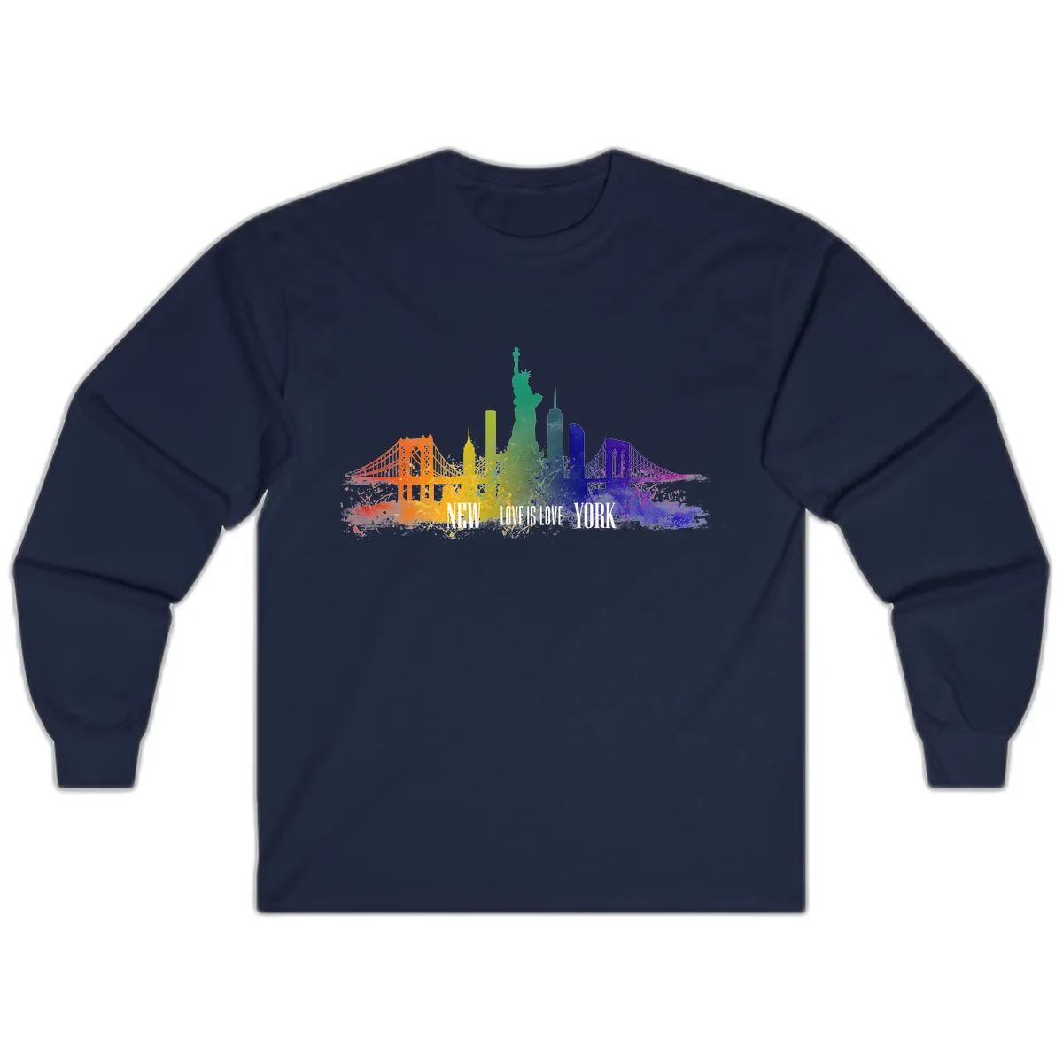 New York Love Is Love Pride Skyline Long Sleeve in Navy