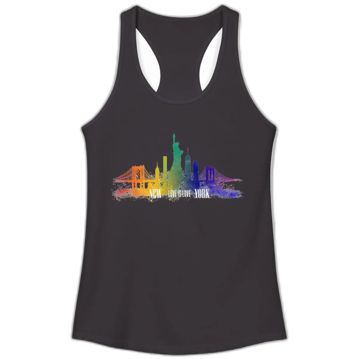 New York Love Is Love Pride Skyline Ladies Tank in Black