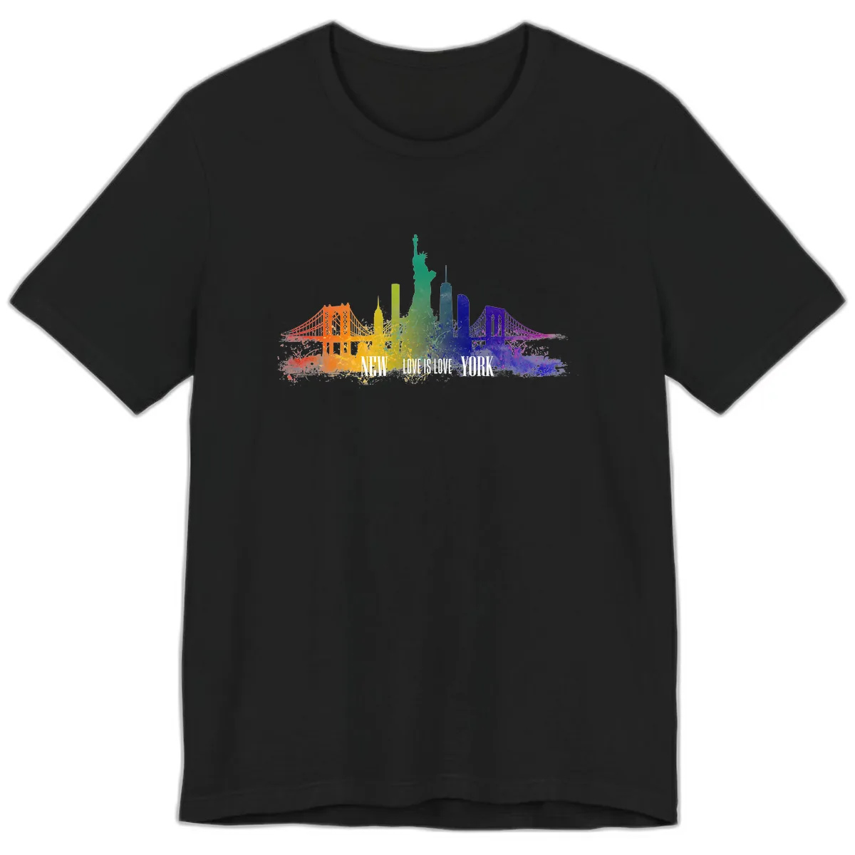 New York Love Is Love Pride Skyline Premium T-Shirt in Black