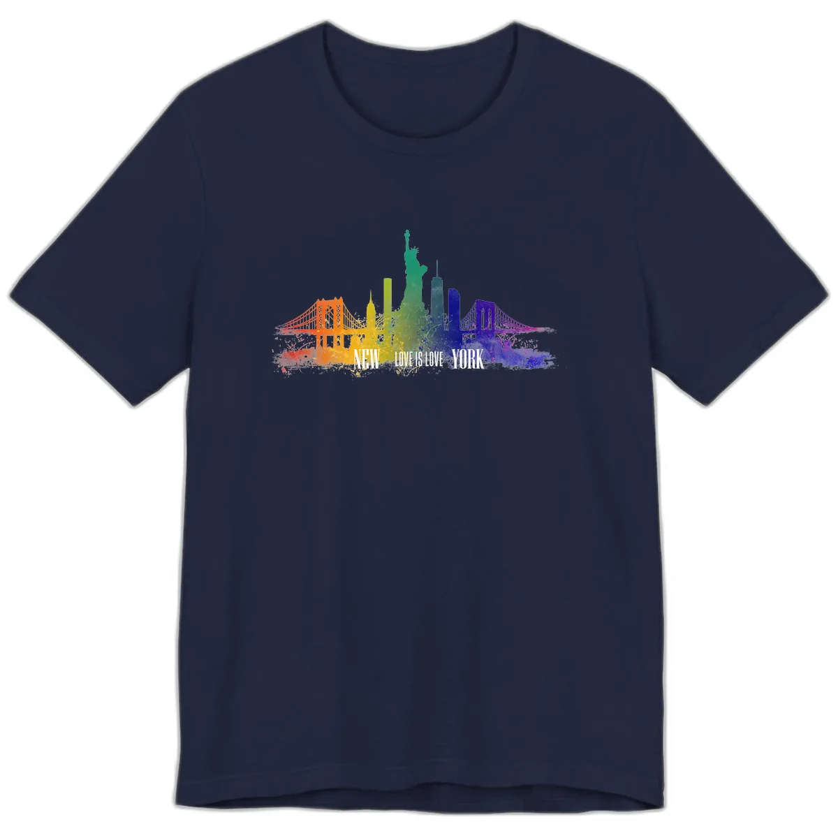 New York Love Is Love Pride Skyline Premium T-Shirt in Navy