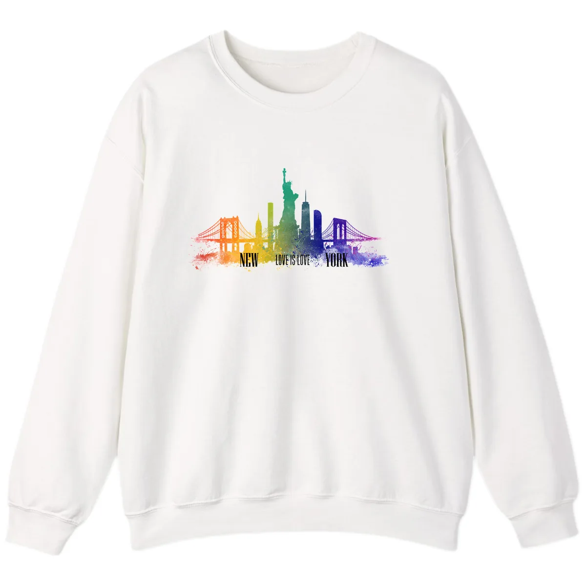 New York Love Is Love Pride Skyline Sweatshirt in White