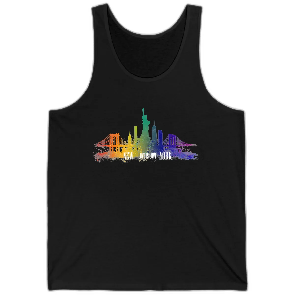 New York Love Is Love Pride Skyline Tank in Black
