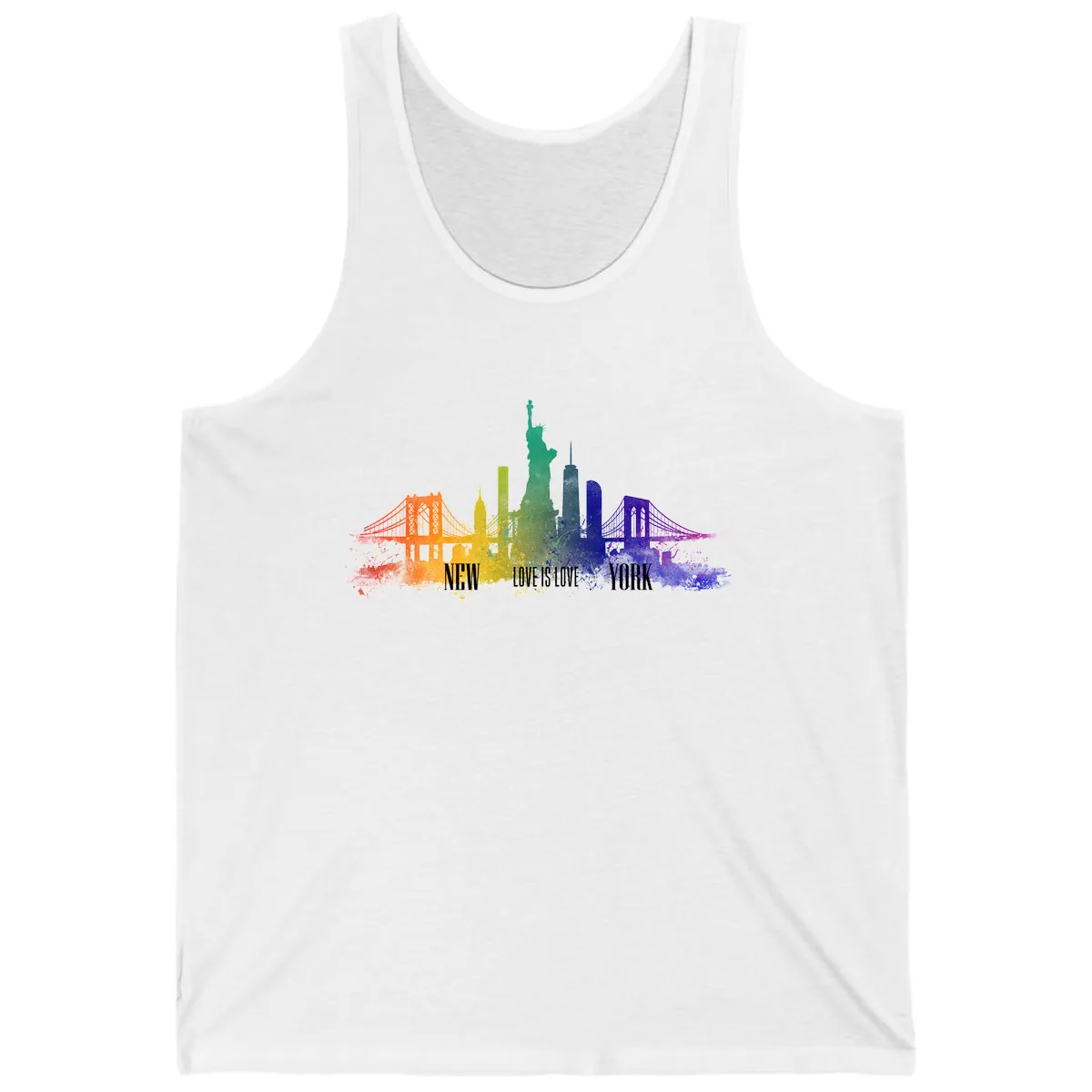 New York Love Is Love Pride Skyline Tank in White