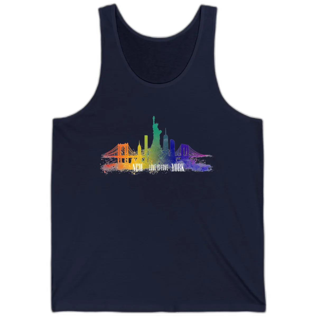 New York Love Is Love Pride Skyline Tank in Navy