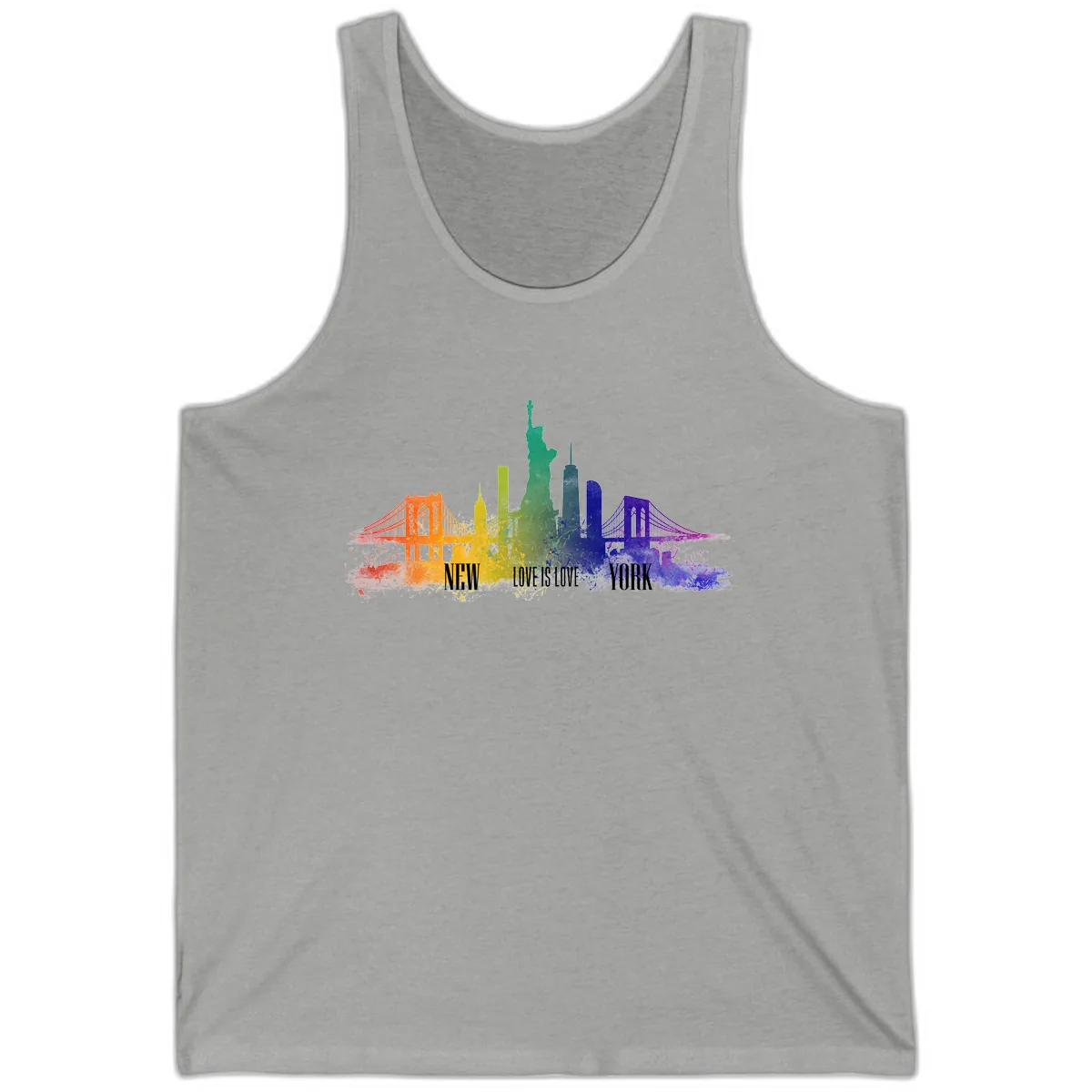 New York Love Is Love Pride Skyline Tank in Athletic Heather