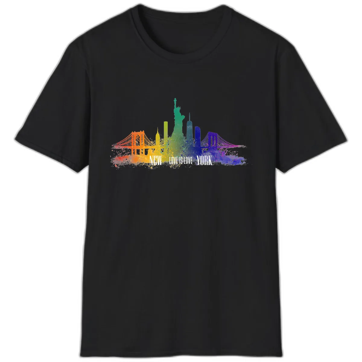 New York Love Is Love Pride Skyline T-Shirt in Black