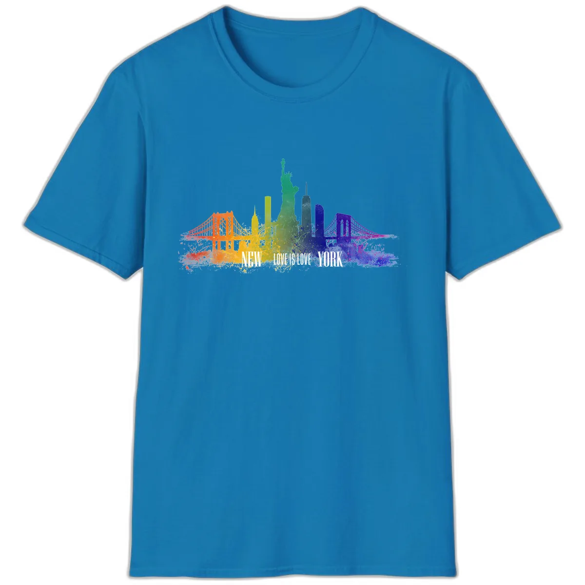 New York Love Is Love Pride Skyline T-Shirt in Sapphire