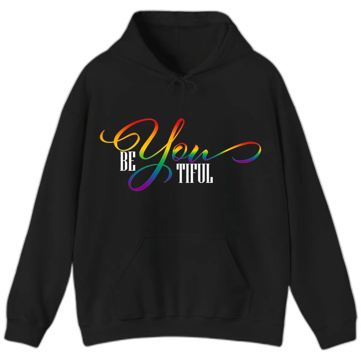 Be You Colorful Pride Design Hoodie in Black
