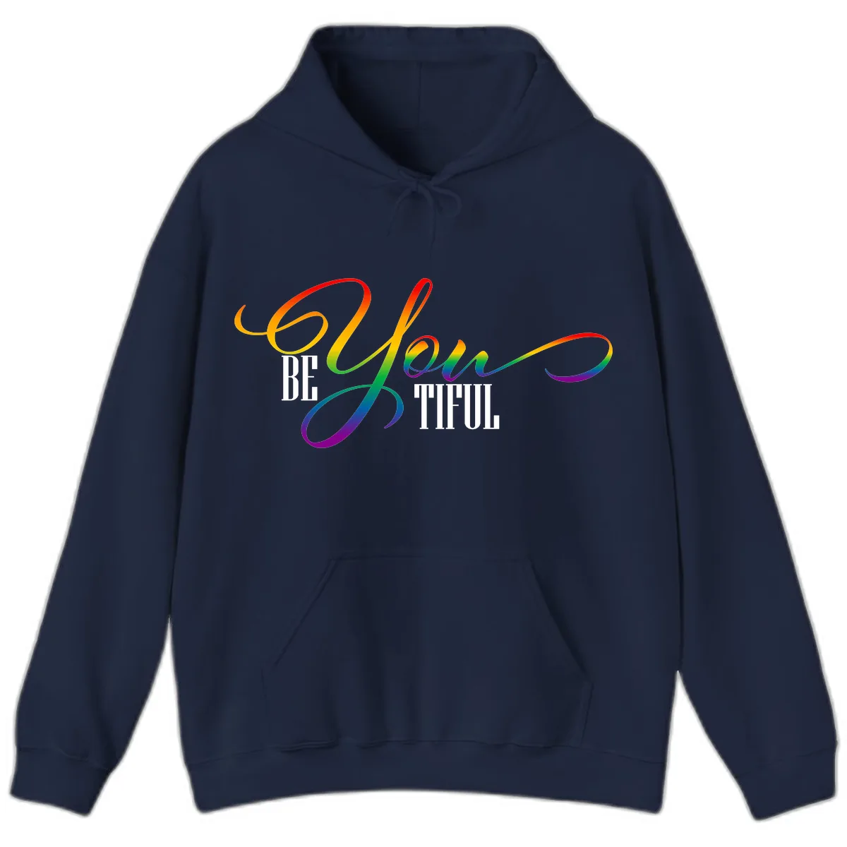 Be You Colorful Pride Design Hoodie in Navy