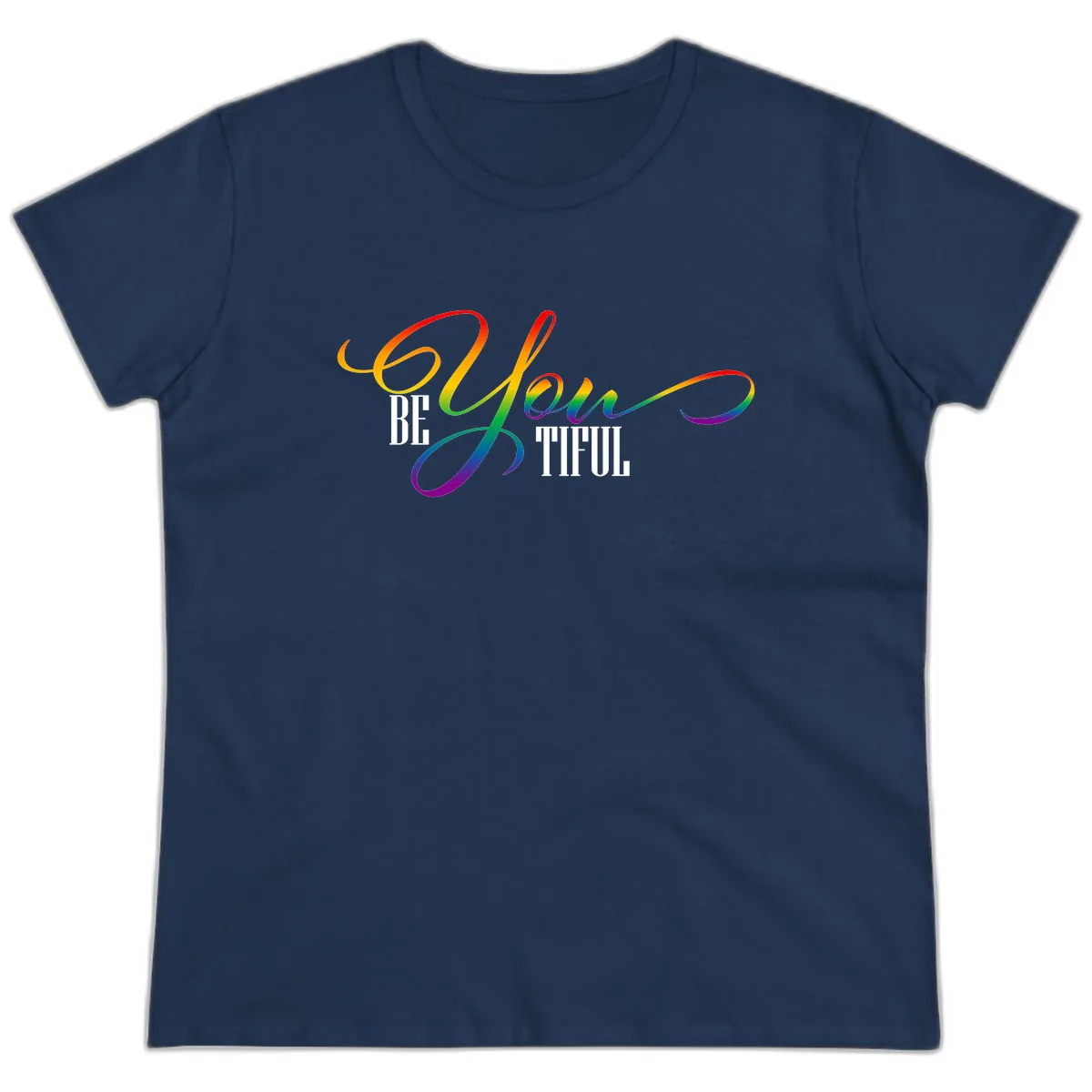 Be You Colorful Pride Design Ladies Tee in Navy