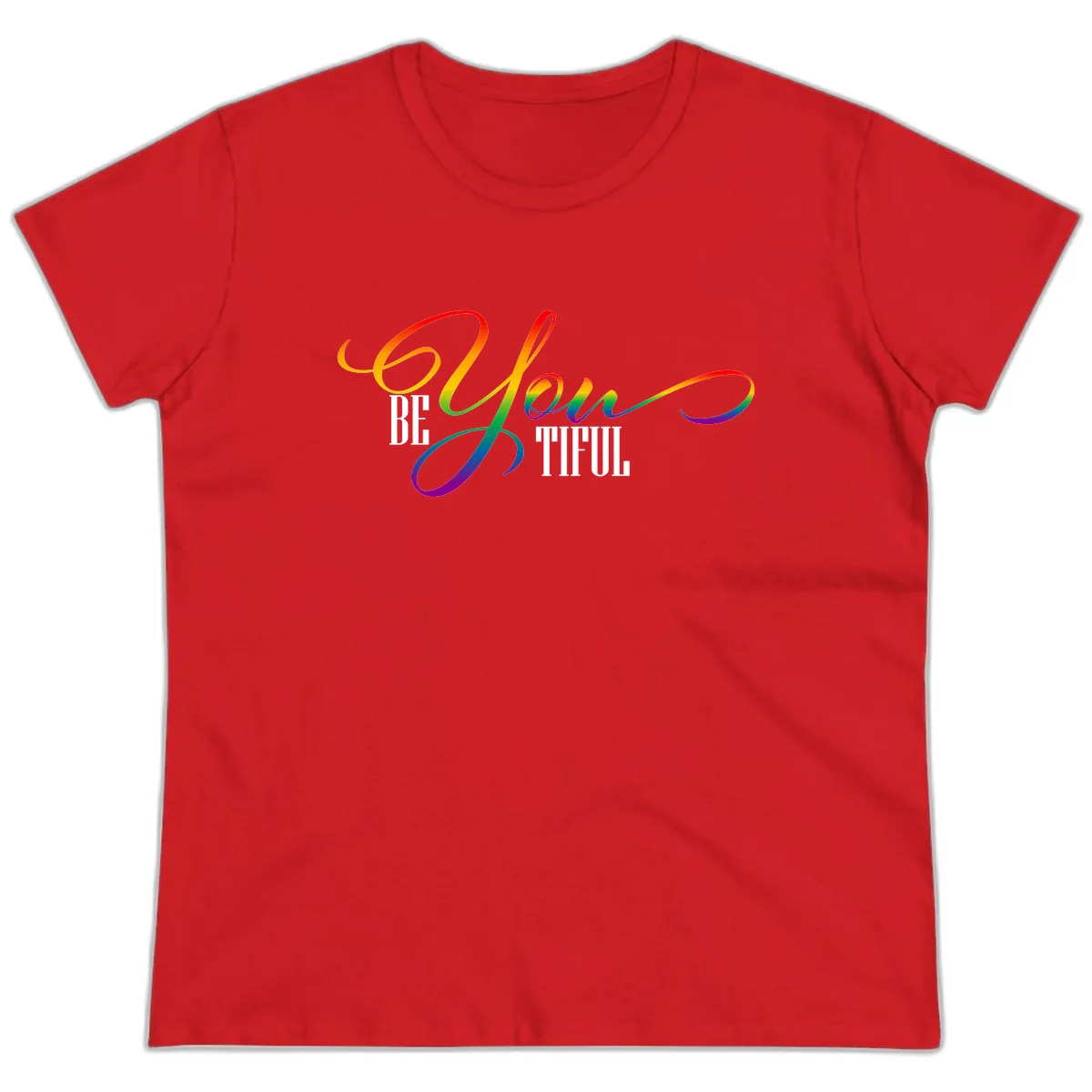 Be You Colorful Pride Design Ladies Tee in Red
