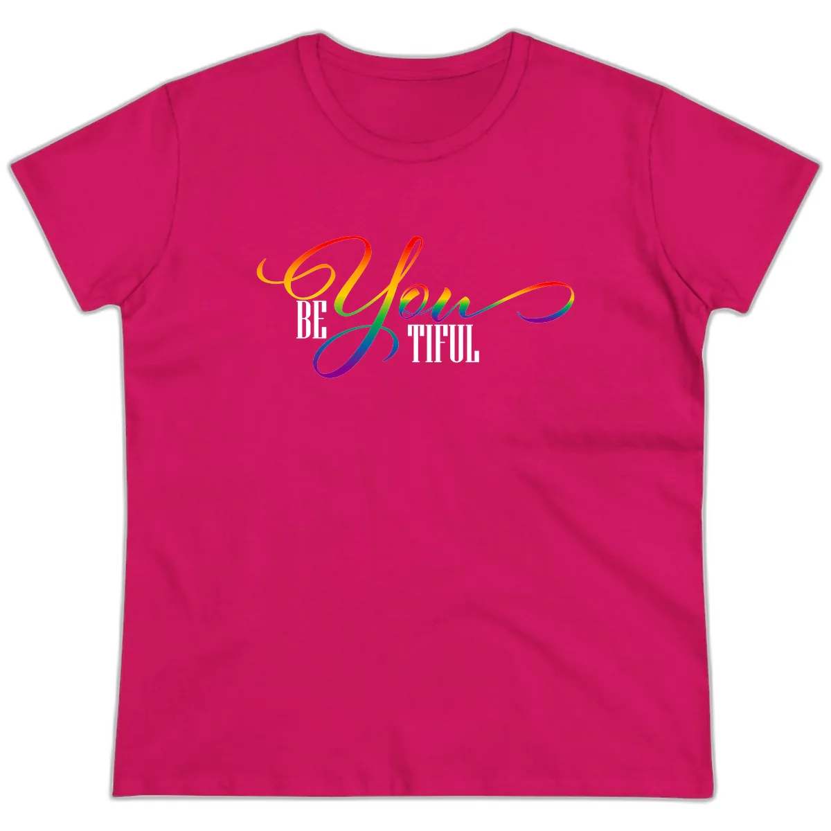 Be You Colorful Pride Design Ladies Tee in Heliconia