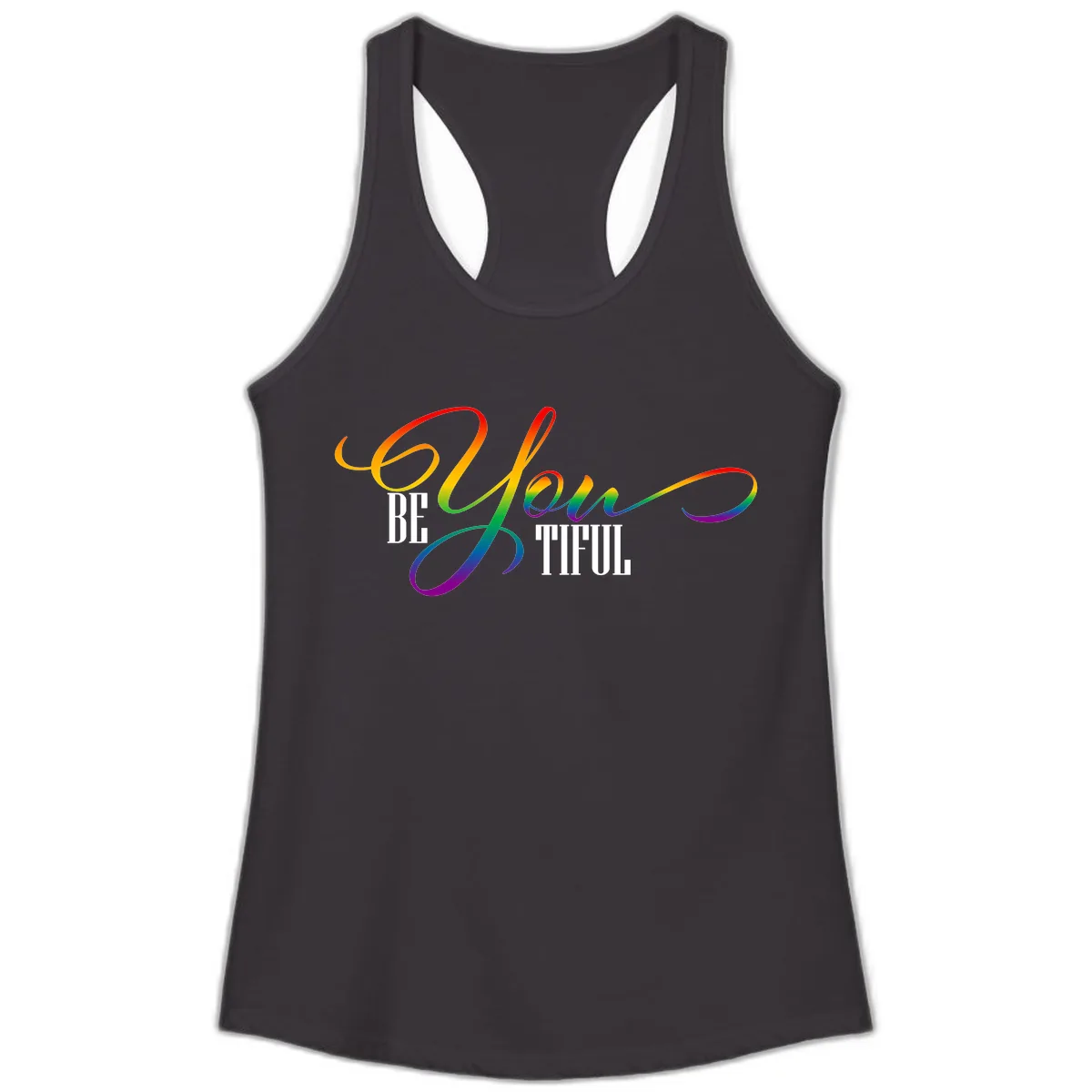 Be You Colorful Pride Design Ladies Tank in Black