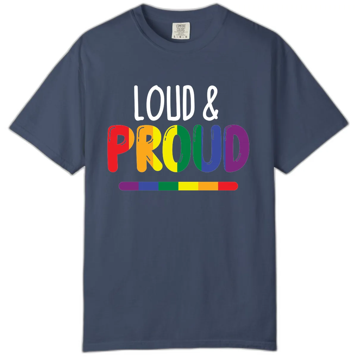 Loud and Proud Rainbow Pride Comfort Color in Midnight