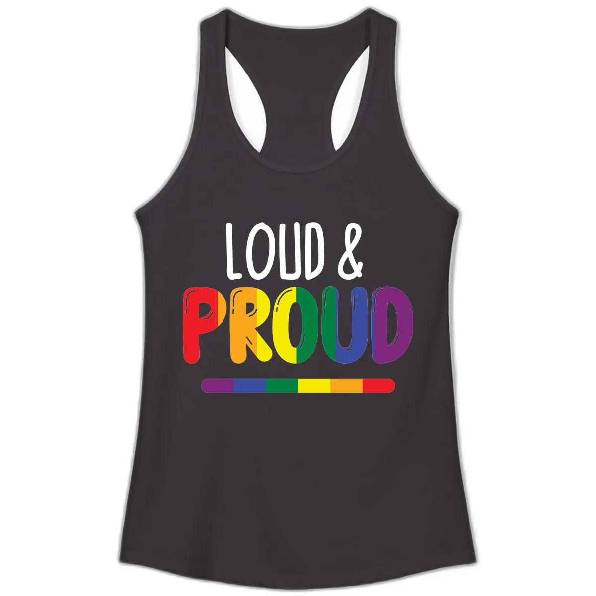 Loud and Proud Rainbow Pride Ladies Tank in Black