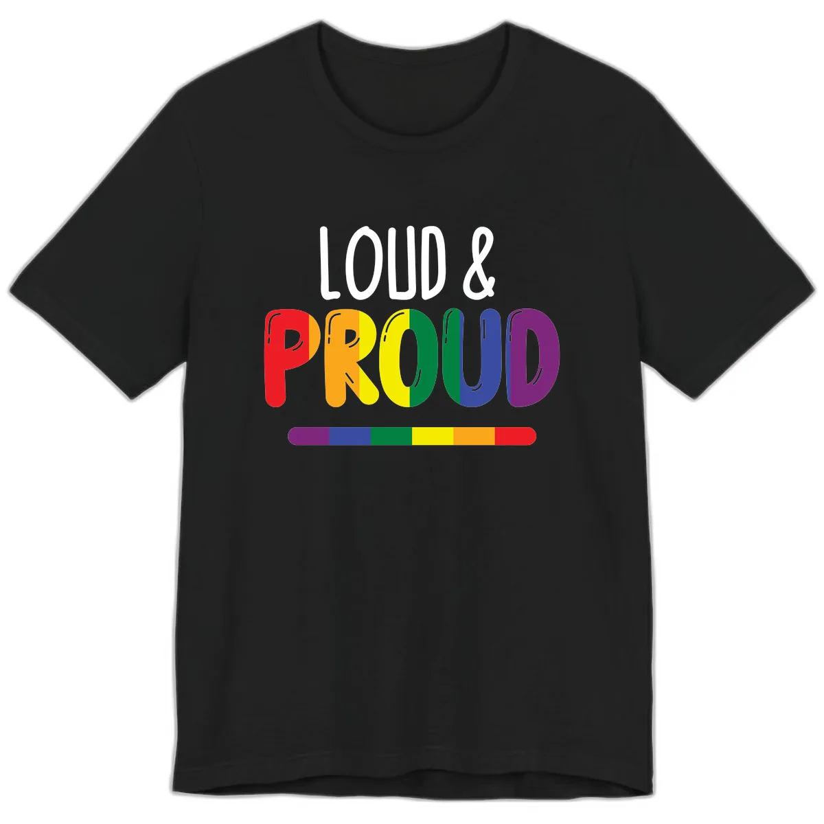 Loud and Proud Rainbow Pride Premium T-Shirt in Black